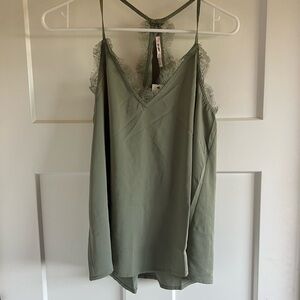 Miami Sage Green Lace Trim Tank Top